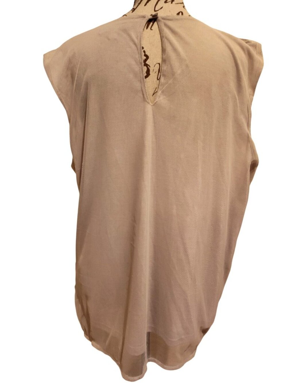 Jennifer Lopez XL Beaded Sleeveless Blouse Beige Polyester Blend Elegant Design - Picture 3 of 6